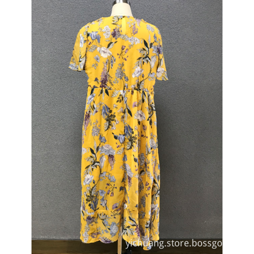 women`s yellow print dress